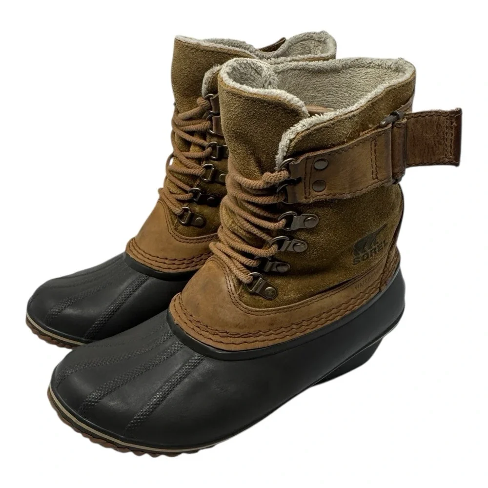 SOREL❄️Winter 🤑Fancy Lace Duck Boot Gorpcore Waterproof‎ ChunkyY2K  🤎Grunge8.5